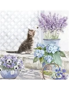 GATITO CON LILAS
