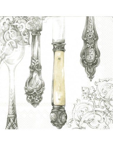 Servilletas Decoupage Cutlery White