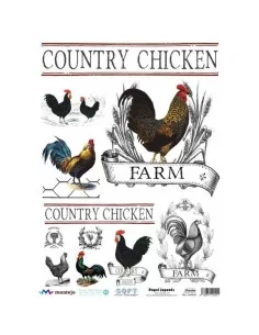 Papel De Arroz Japones Vintage Roosters Cadence