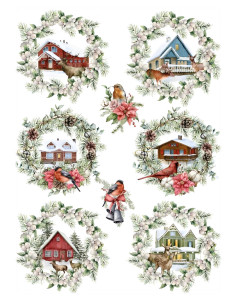 Papel de Arroz "Navidad en la Montaña"