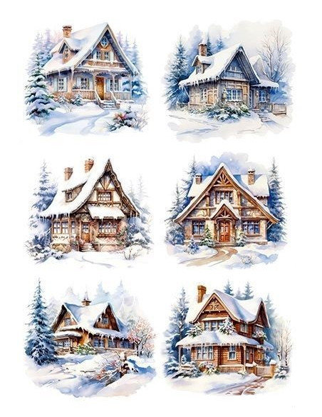 Papel de Arroz "Casitas Nevadas"