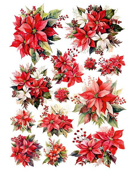 Papel de Arroz Flor de Pascua Navideña