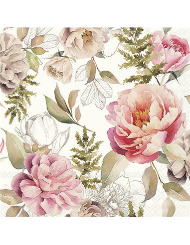 Servilletas Decoupage Peonies Composition Cream