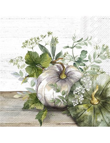 Servilletas Decoupage Green and White Pumpkin