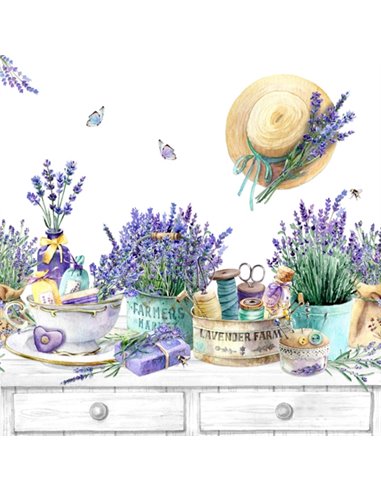 Servilletas Decoupage Lavender Farm in Provence