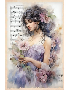 Papel de Arroz Dama Flores