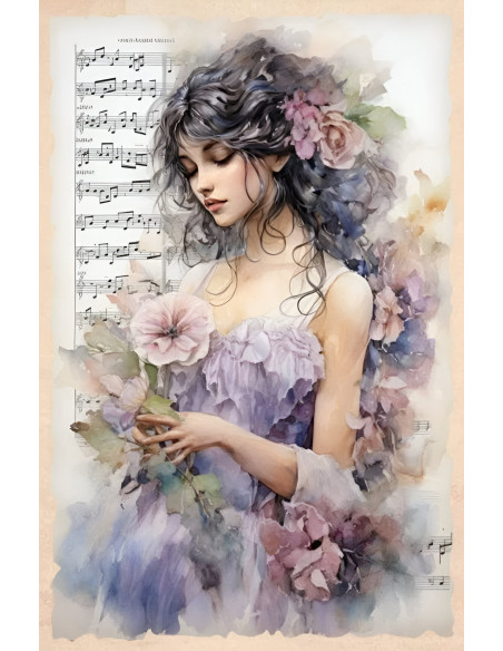 Papel de Arroz Dama Flores