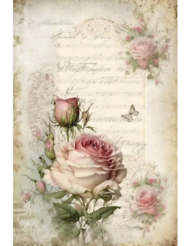 Papel de Arroz Rosa Vintage