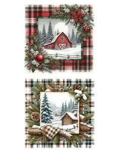 Papel de Arroz Cabañas Navideñas