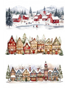 Papel de Arroz Pueblo Navideño de Cuento