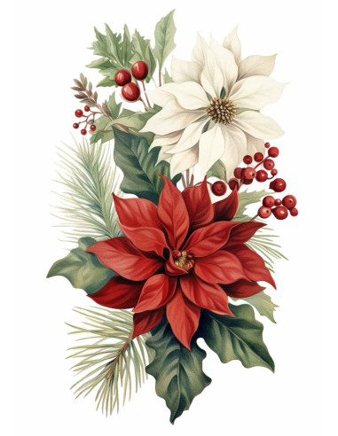 Papel de Arroz Poinsettias Navideñas
