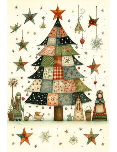 Papel de Arroz Árbol de Navidad Patchwork