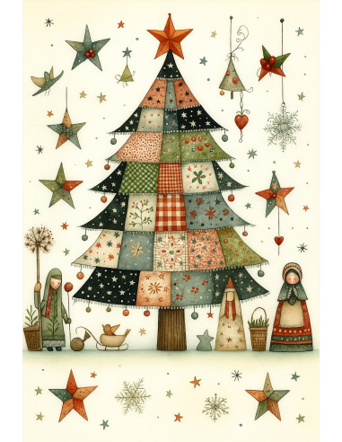 Papel de Arroz Árbol de Navidad Patchwork