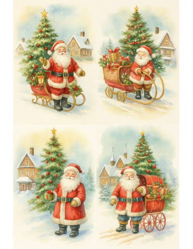 Papel de Arroz Papá Noel en el Pueblo Mágico