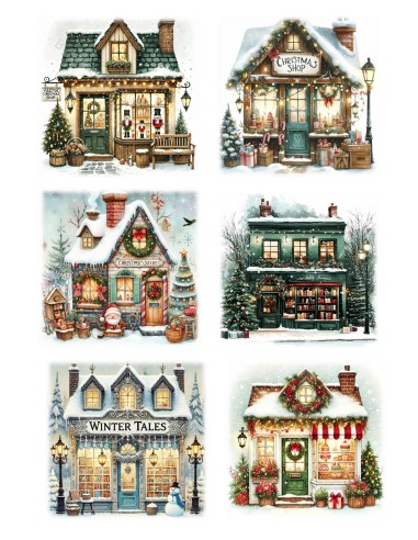 Papel de Arroz Escaparates Navideños de Invierno